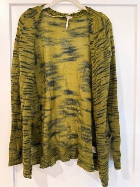 FP Beach Open Front Women's Lightweight Cardigan Sweater in Green Marled (S)